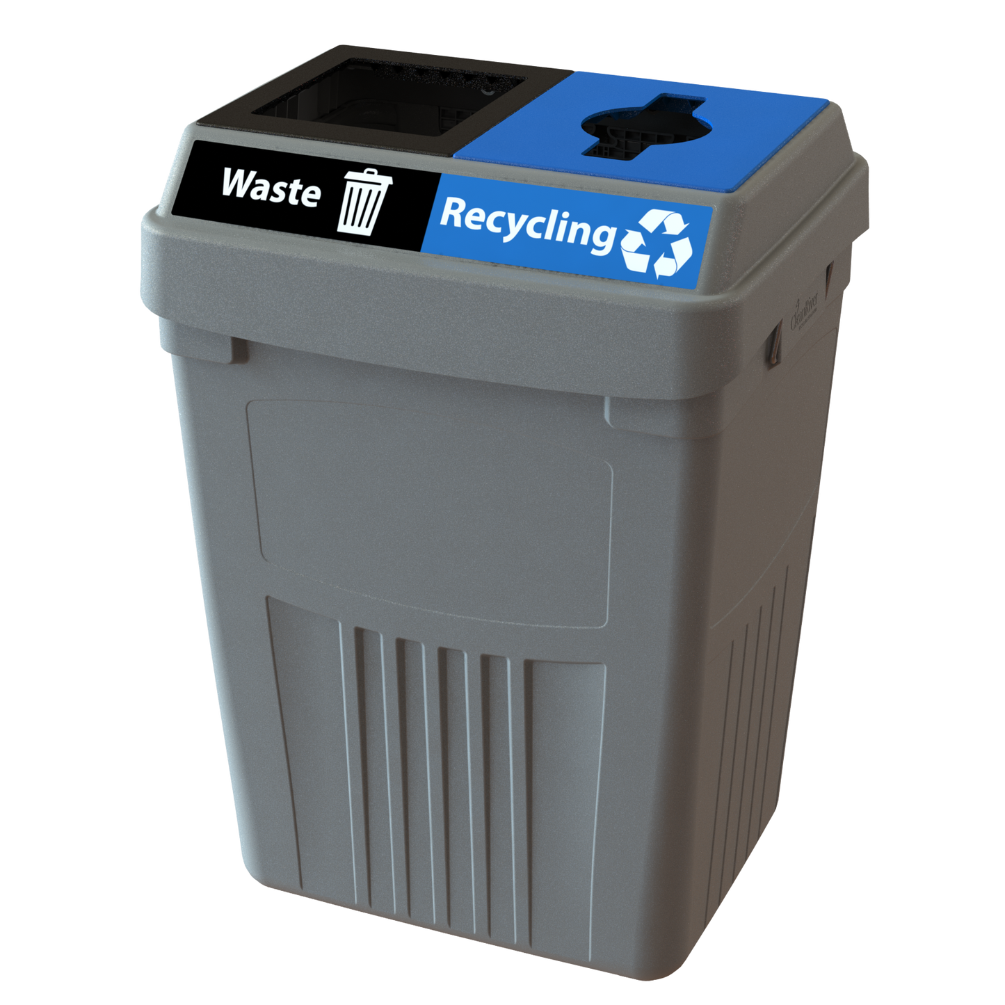 Flex E™ 2-Stream Waste + Recycling Bin – Grey – No Backboard – 50 Gallon