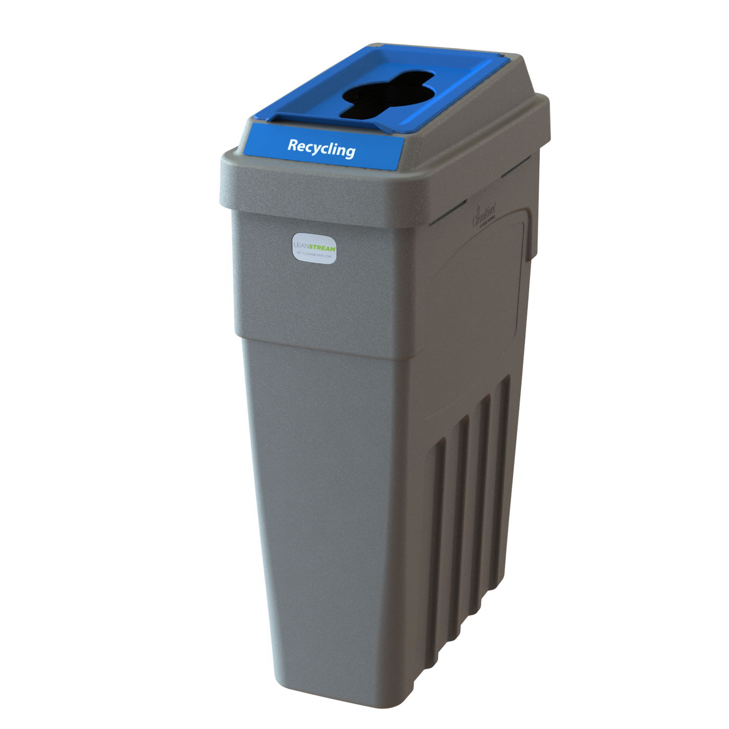 LeanStream 1-stream recycling container in grey, compact indoor recycling and waste bin, no backboard