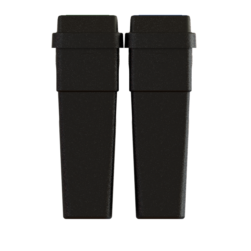 LeanStream 2-stream waste and recycling container in black no backboard