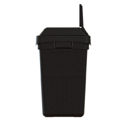 Flex E 2-stream waste and recycling bin in black, 50-gallon indoor container, with backboard