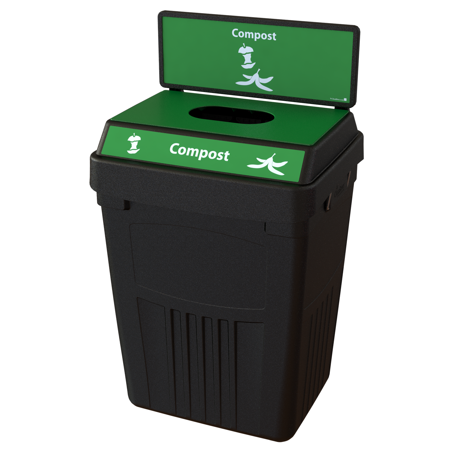 Flex E™ 1-Stream Compost Bin – Black – With Backboard – 50 Gallon