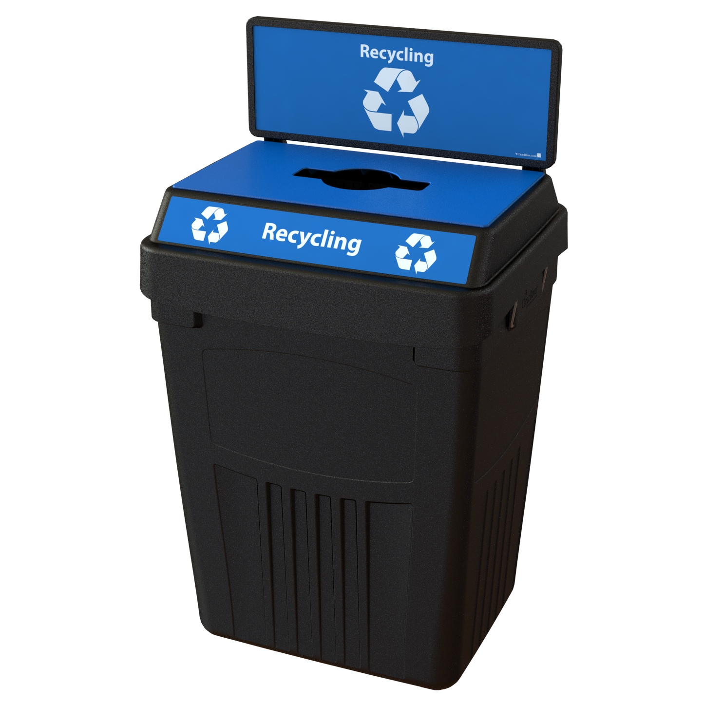 Flex E™ 1-Stream Recycling Bin – Black – With Backboard – 50 Gallon