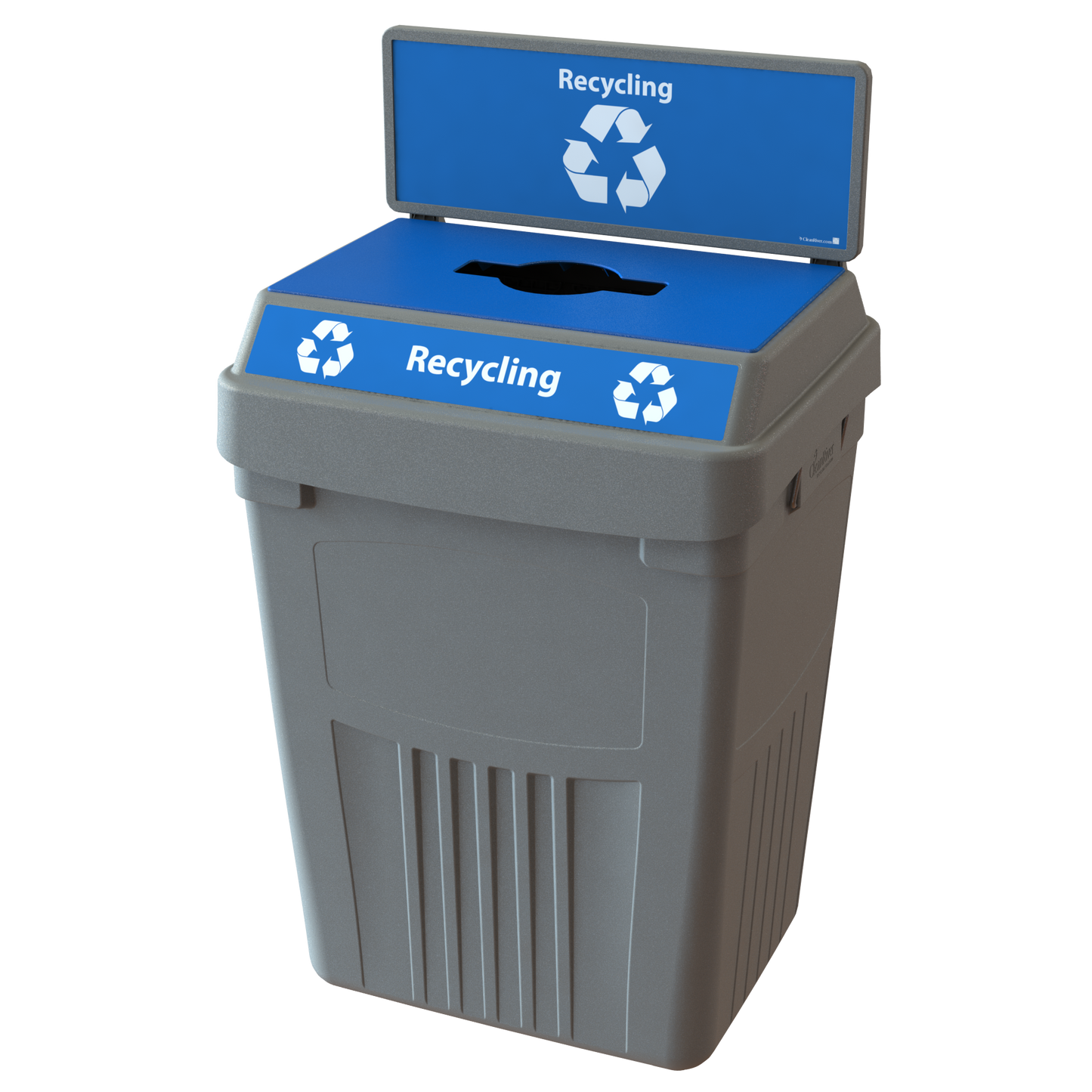 Flex E™ 1-Stream Recycling Bin – Grey – With Backboard – 50 Gallon