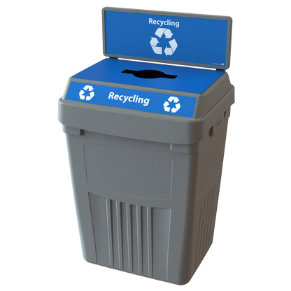 Flex E™ 1-Stream Recycling Bin – Grey – With Backboard – 50 Gallon
