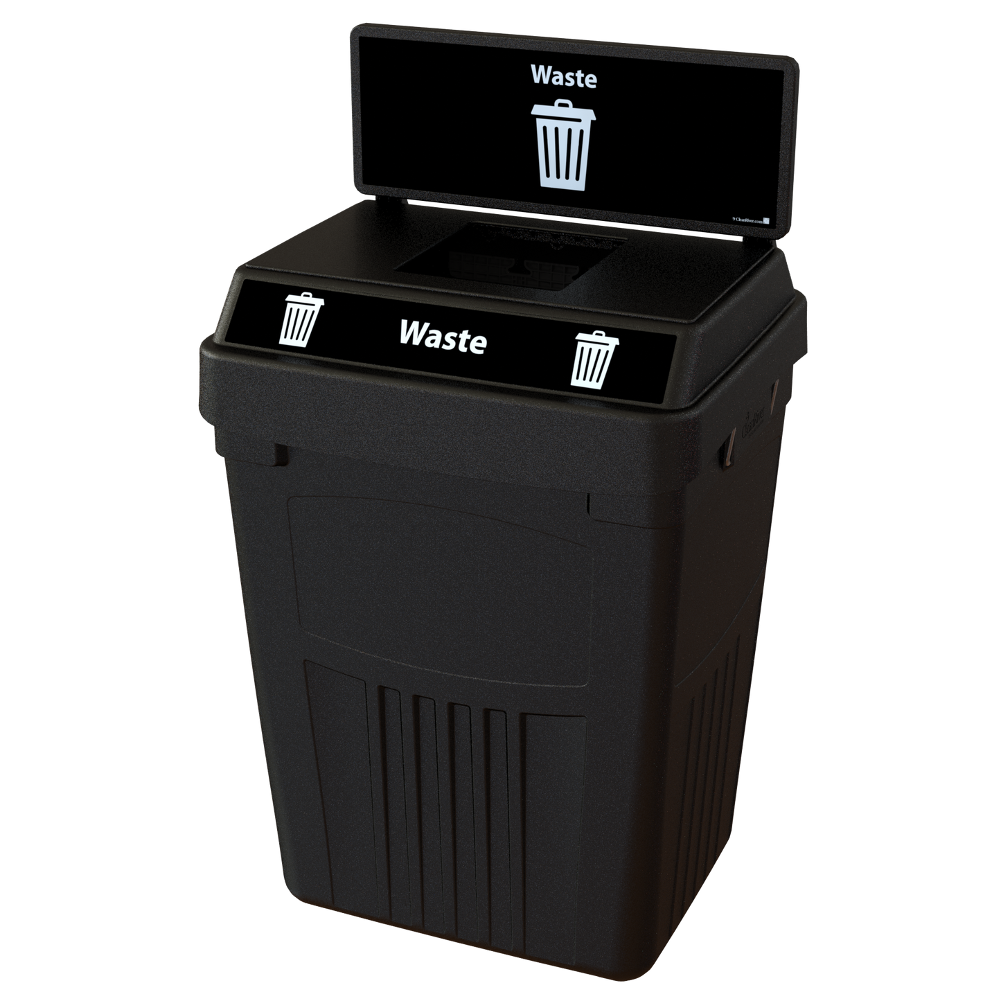 Flex E™ 1-Stream Waste Bin – Black – With Backboard – 50 Gallon