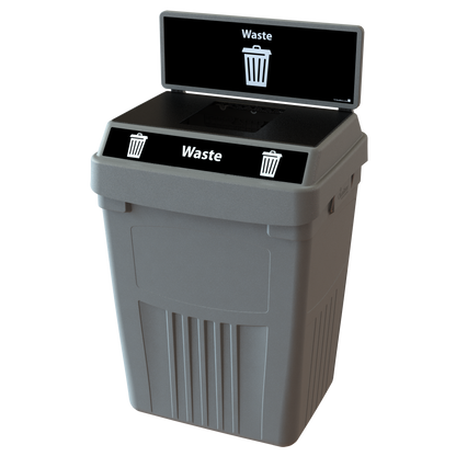 Flex E™ 1-Stream Waste Bin – Grey – With Backboard – 50 Gallon