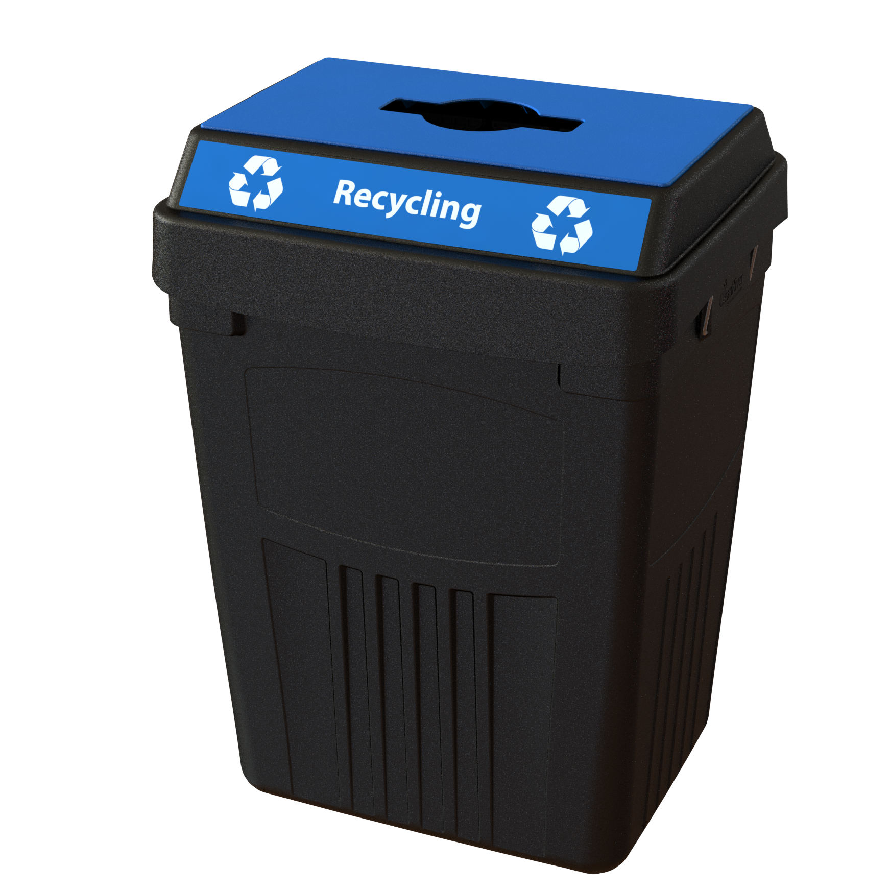 Flex E 1-stream recycling bin in black, 50-gallon indoor container, no backboard