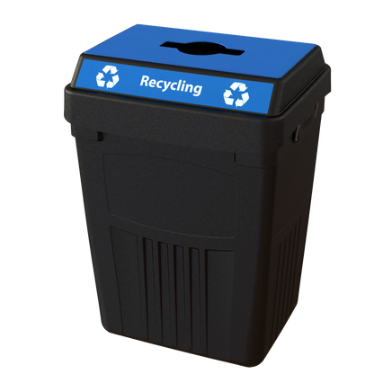 Flex E 1-stream recycling bin in black, 50-gallon indoor container, no backboard