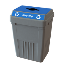 Flex E 1-stream recycling bin in grey, 50-gallon indoor container, no backboard