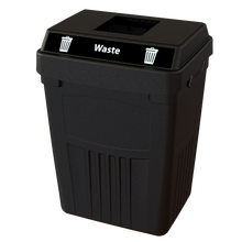 Flex E 1-stream waste bin in black, 50-gallon indoor container, no backboard