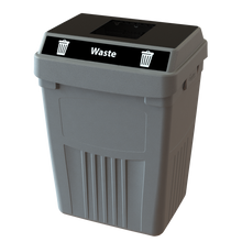 Flex E 1-stream waste bin in black, 50-gallon indoor container, no backboard