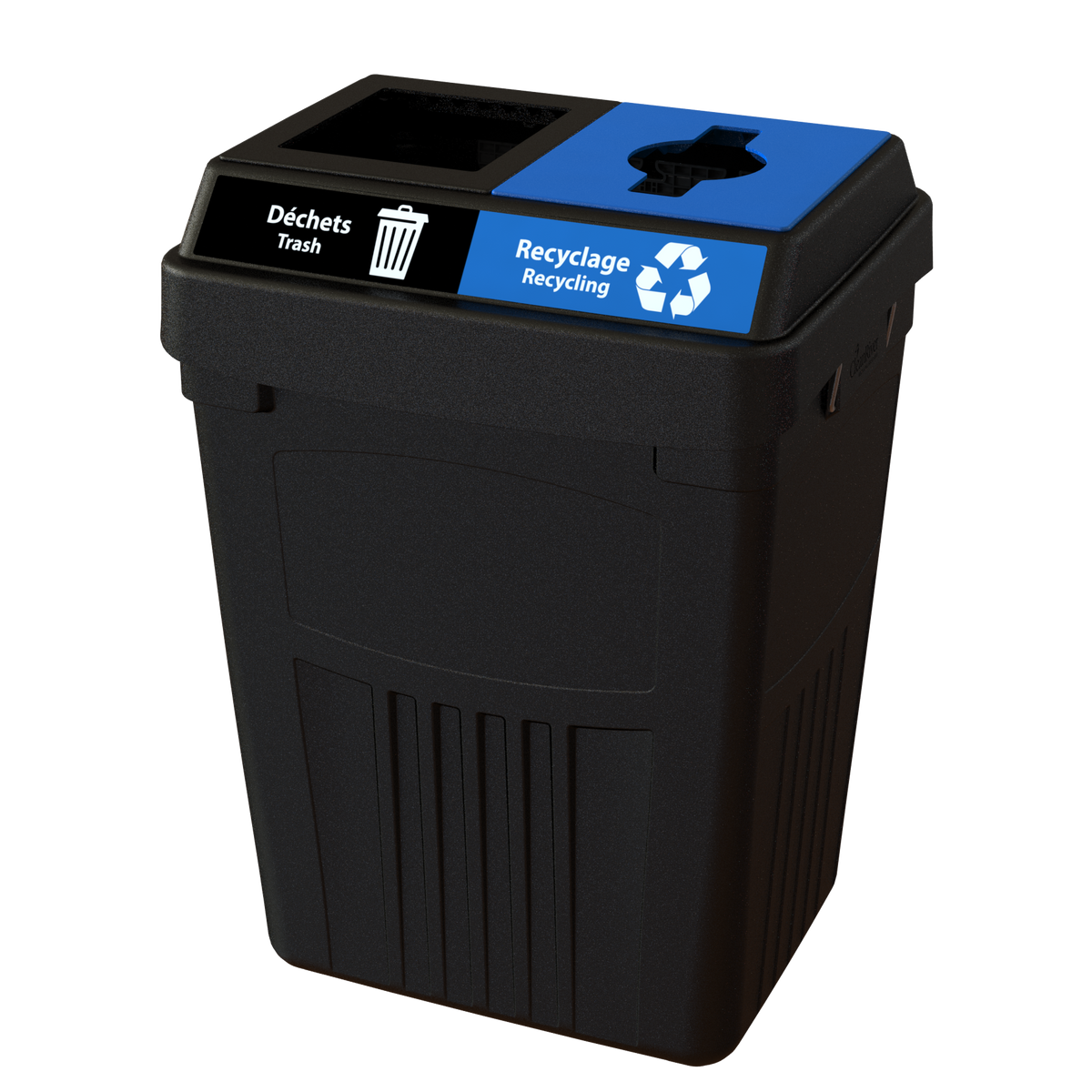 Flex E™ 2-Stream Waste + Recycling Bin – Black – No Backboard – 50 Gallon