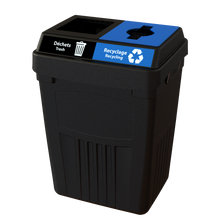 Flex E™ 2-Stream Waste + Recycling Bin – Black – No Backboard – 50 Gallon