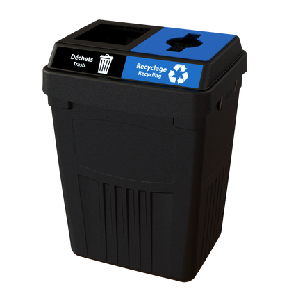 Flex E™ 2-Stream Waste + Recycling Bin – Black – No Backboard – 50 Gallon