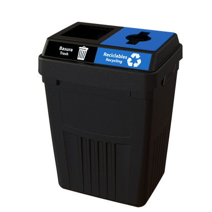 Flex E™ 2-Stream Waste + Recycling Bin – Black – No Backboard – 50 Gallon