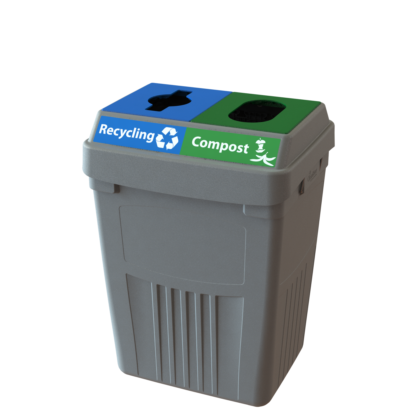 Flex E™ 2-Stream Recycling + Compost Bin – Grey – No Backboard – 50 Gallon