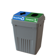 Flex E™ 2-Stream Recycling + Compost Bin – Grey – No Backboard – 50 Gallon