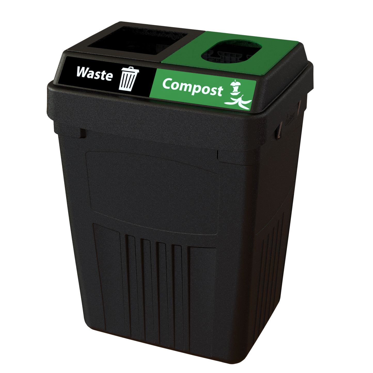 Flex E 2-stream waste and compost bin in black, 50-gallon indoor container, no backboard