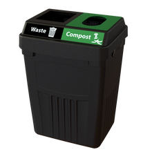 Flex E 2-stream waste and compost bin in black, 50-gallon indoor container, no backboard