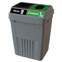 Flex E 2-stream waste and compost bin in grey, 50-gallon indoor container, no backboard
