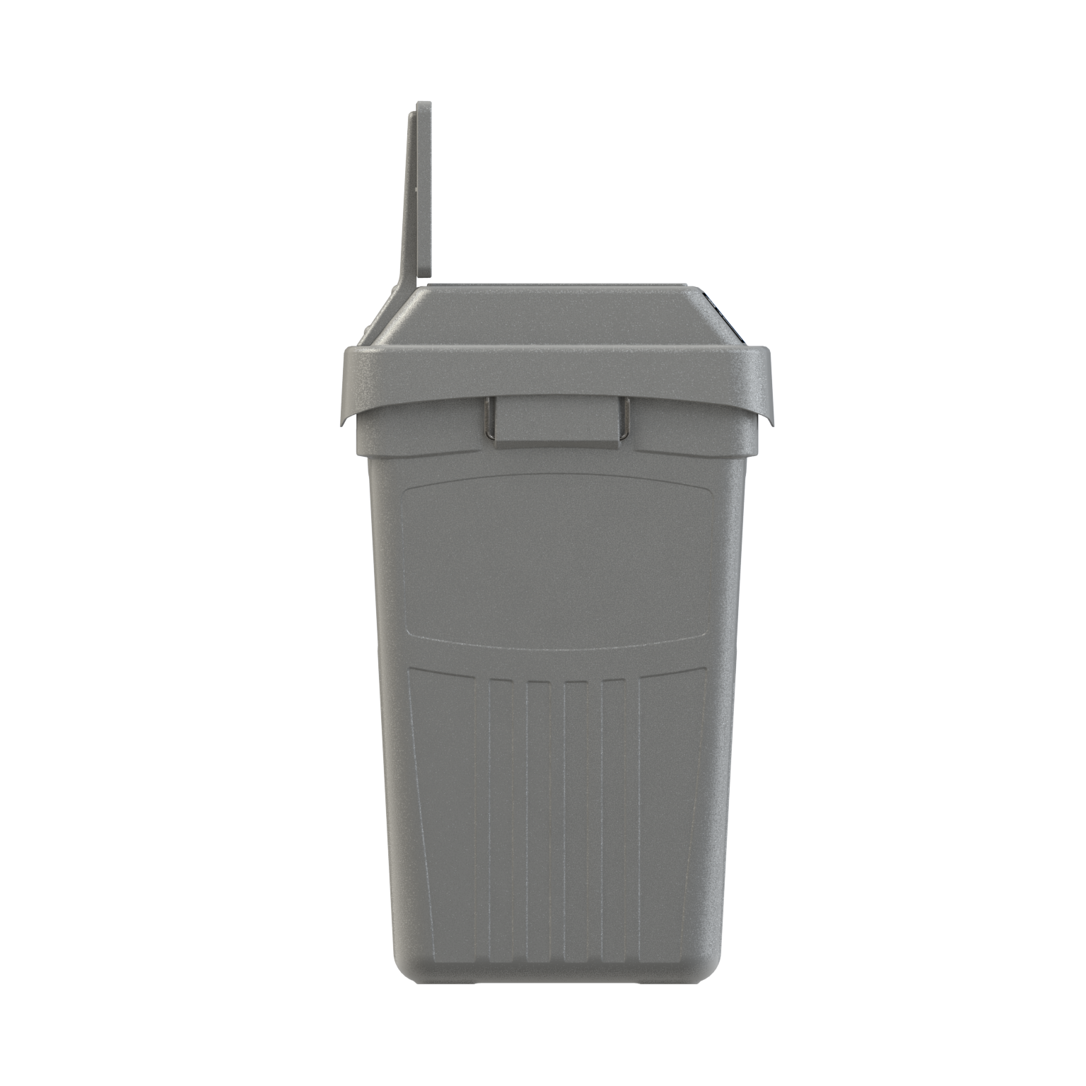 Flex E 3-stream waste, recycling, and compost bin in grey, 50-gallon indoor container, with backboard