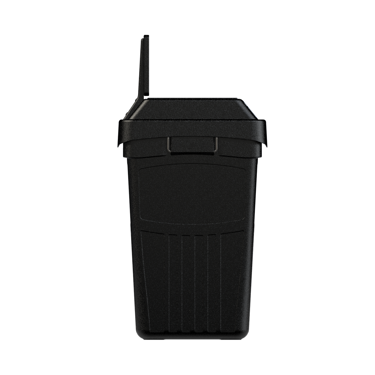 Flex E 3-stream waste, recycling, and compost bin in black, 50-gallon indoor container, with backboard