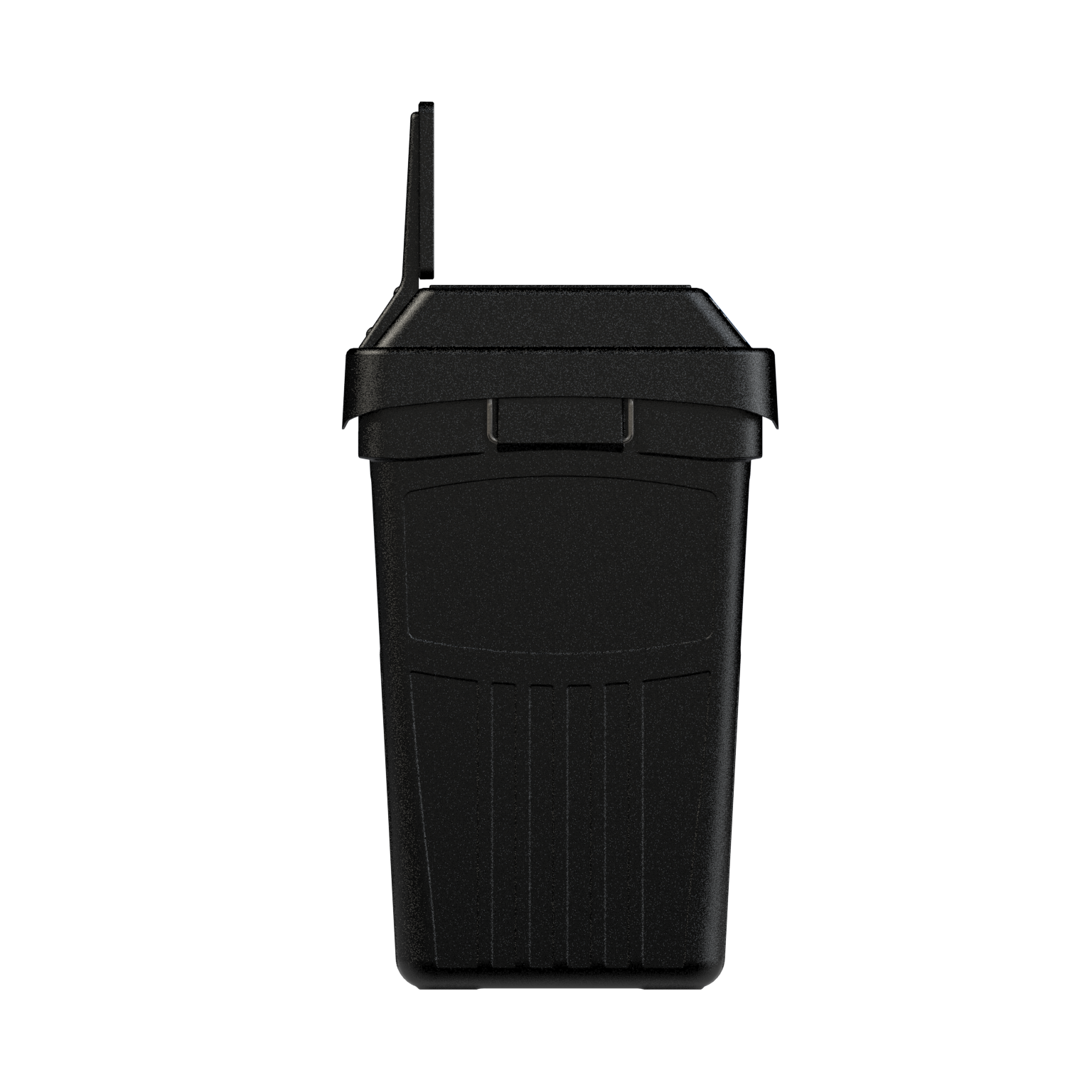 Flex E 3-stream waste, recycling, and compost bin in black, 50-gallon indoor container, with backboard