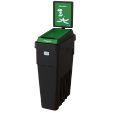 Compact LeanStream 1-stream 23-gallon container for compost. Space-efficient indoor solution built from recycled plastic to support high-traffic waste diversion programs.