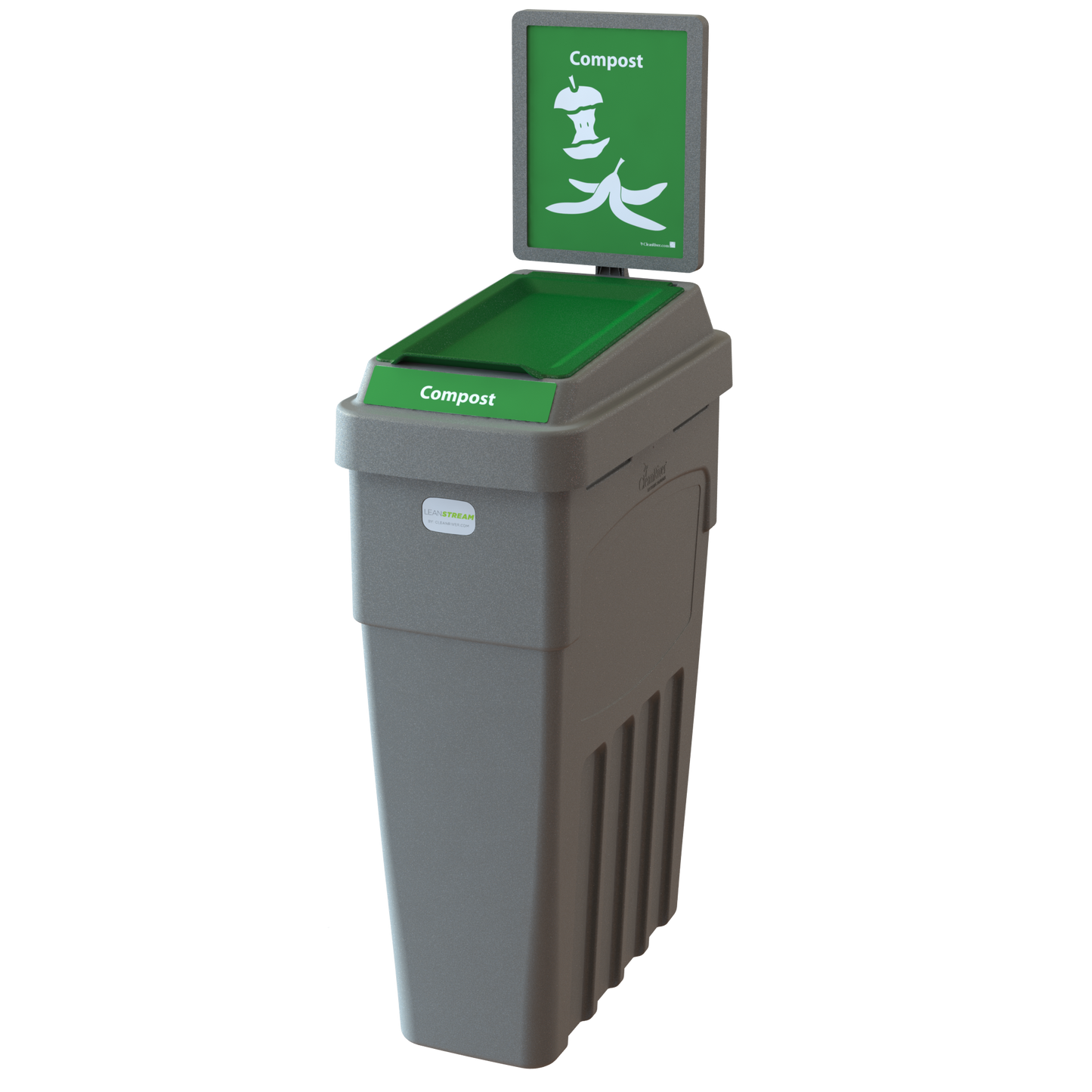 LeanStream™ 1-Stream Compost Container – Grey – With Backboard – 23 Gallon