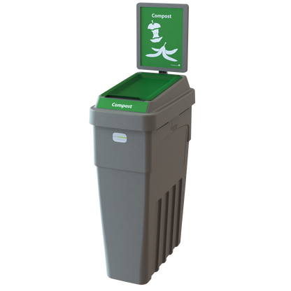 LeanStream™ 1-Stream Compost Container – Grey – With Backboard – 23 Gallon