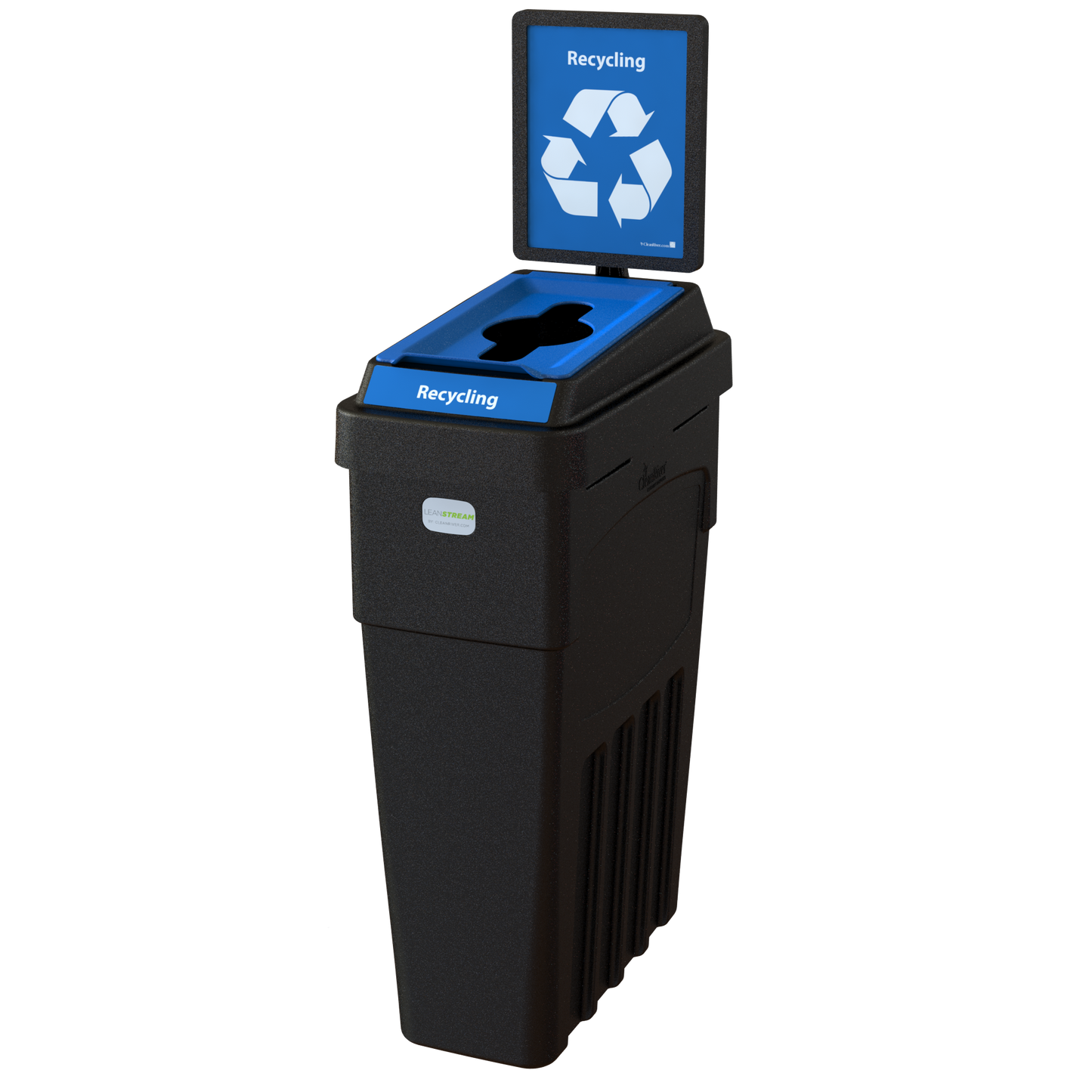 LeanStream™ 1-Stream Recycling Container – Black – With Backboard – 23 Gallon
