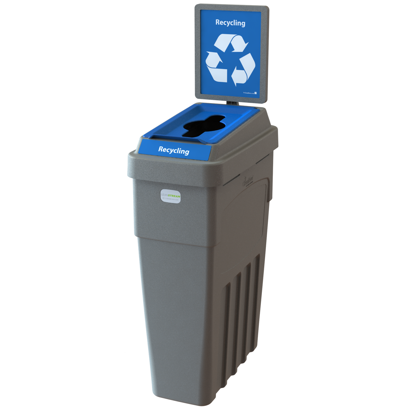 Compact LeanStream 1-stream 23-gallon container for recycling. Space-efficient indoor solution built from recycled plastic to support high-traffic waste diversion programs.