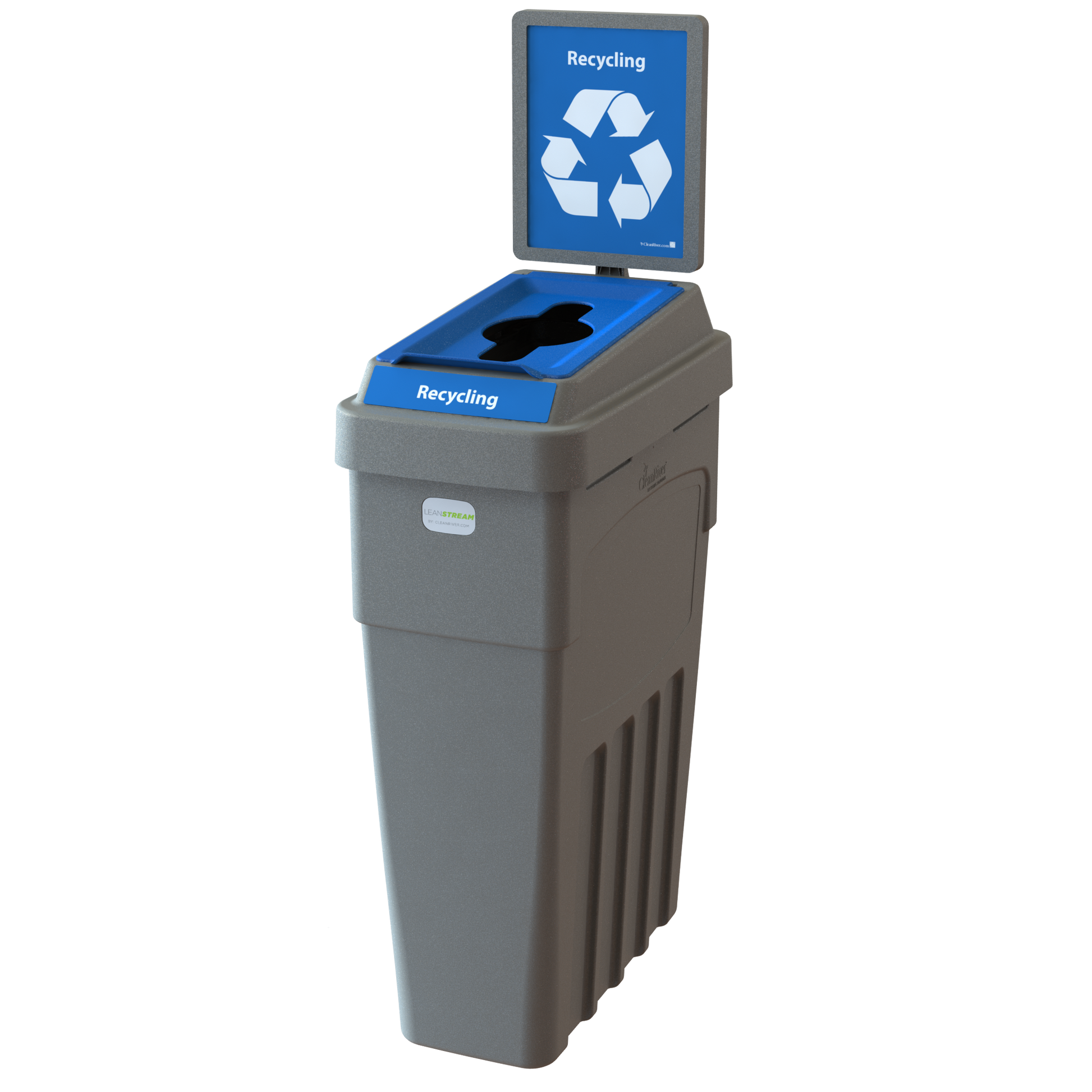 Compact LeanStream 1-stream 23-gallon container for recycling. Space-efficient indoor solution built from recycled plastic to support high-traffic waste diversion programs.