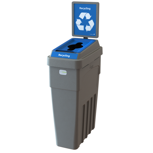 Compact LeanStream 1-stream 23-gallon container for recycling. Space-efficient indoor solution built from recycled plastic to support high-traffic waste diversion programs.