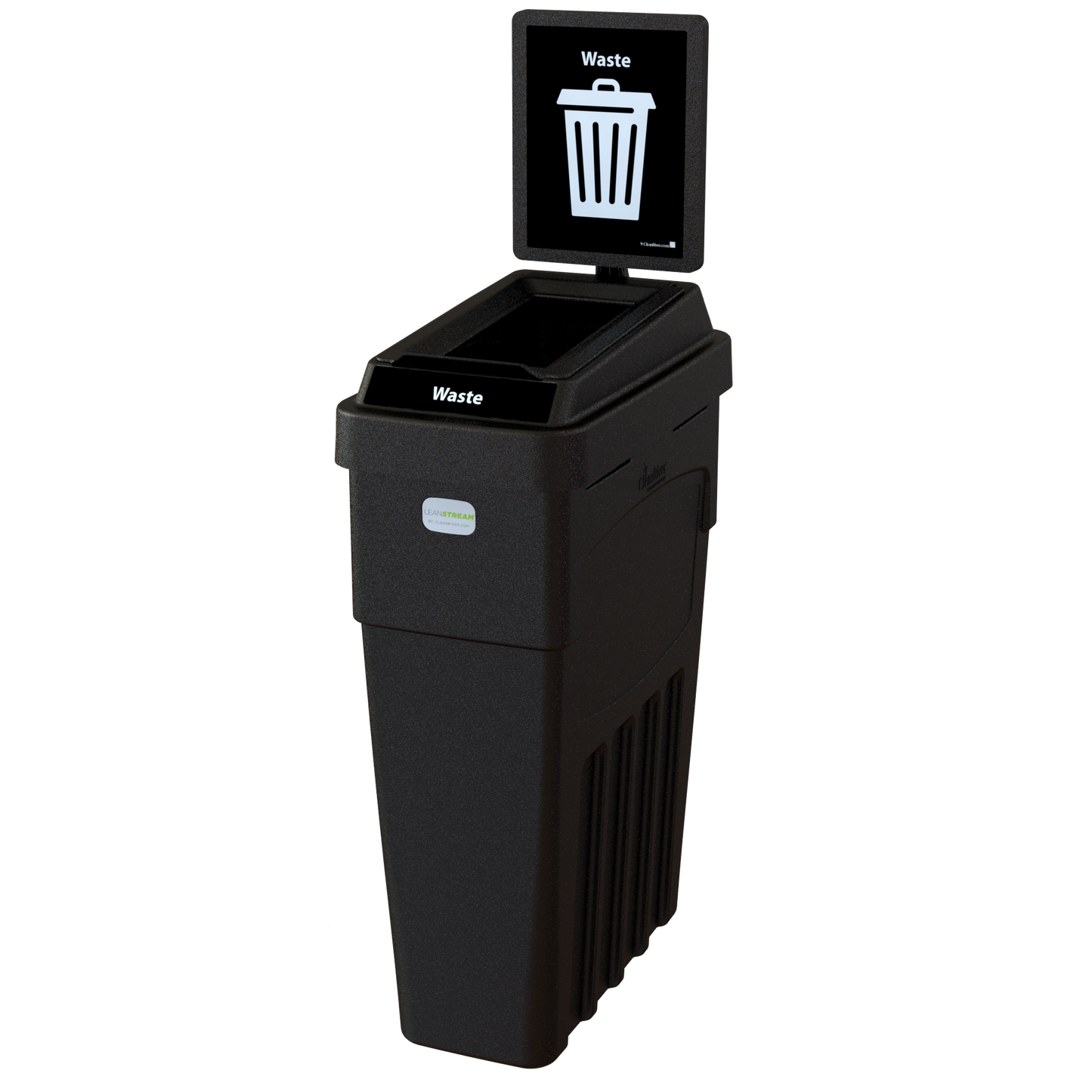 LeanStream™ 1-Stream Waste Container – Black – With Backboard – 23 Gallon