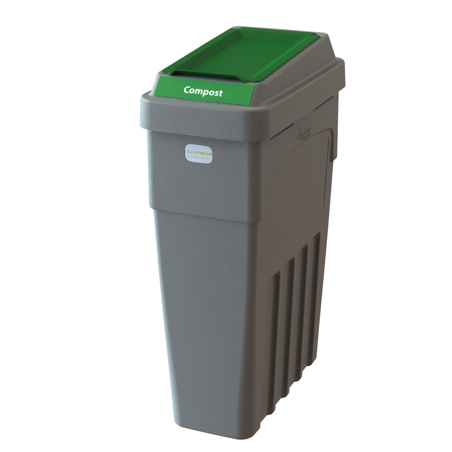 LeanStream 1-stream compost container in grey, compact indoor recycling and waste bin, no backboard