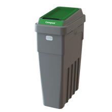 LeanStream 1-stream compost container in grey, compact indoor recycling and waste bin, no backboard