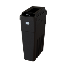 LeanStream 1-stream waste container in black, compact indoor recycling and waste bin, no backboard