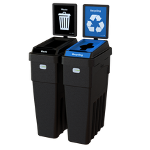 LeanStream™ 2-Stream Waste + Recycling Container – Black – With Backboard – 46 Gallon