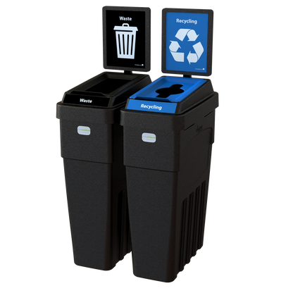 LeanStream™ 2-Stream Waste + Recycling Container – Black – With Backboard – 46 Gallon