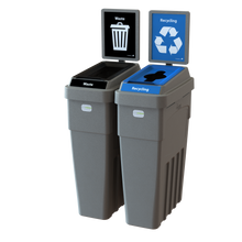 LeanStream™ 2-Stream Waste + Recycling Container – Grey – With Backboard – 46 Gallon