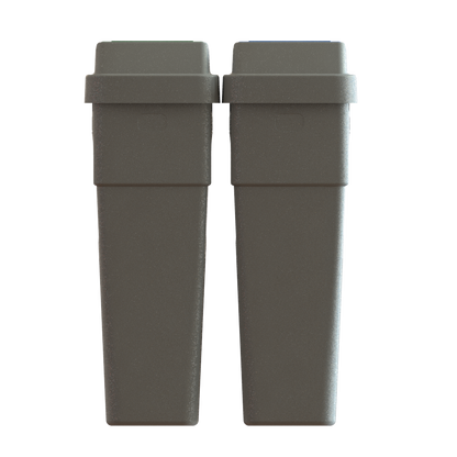 LeanStream 2-stream waste and recycling container in grey, compact indoor waste bin, no backboard