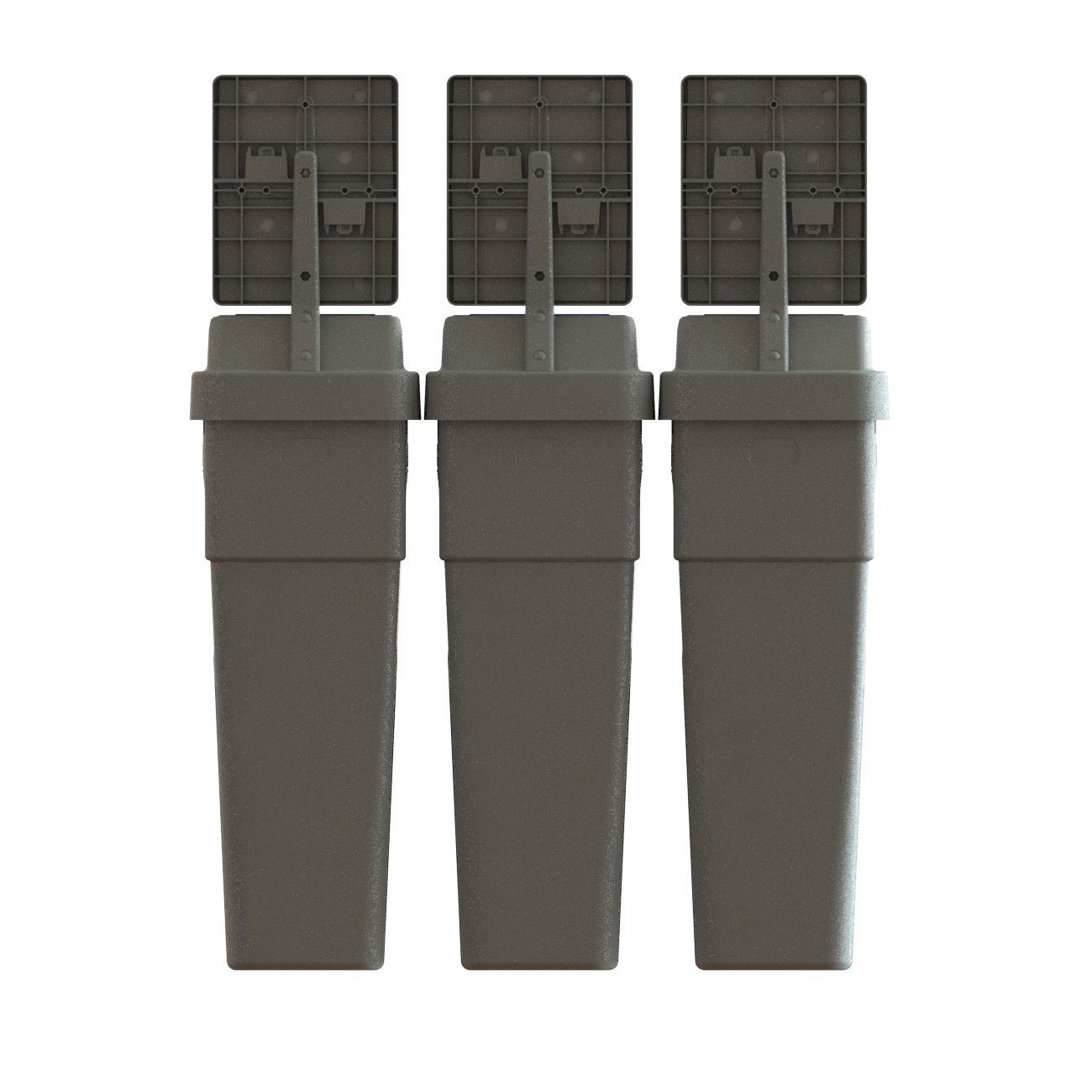 LeanStream™ 3-Stream Waste + Recycling + Compost Container – Grey – With Backboard – 69 Gallon