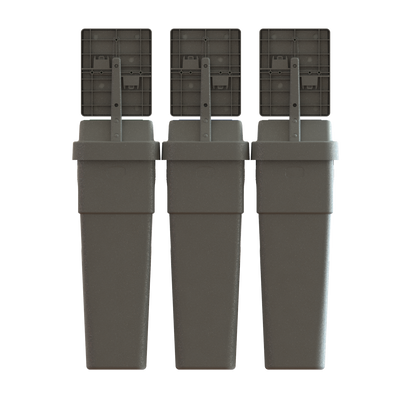 LeanStream™ 3-Stream Waste + Recycling + Compost Container – Grey – With Backboard – 69 Gallon