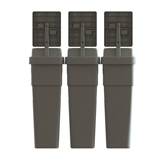 LeanStream™ 3-Stream Waste + Recycling + Compost Container – Grey – With Backboard – 69 Gallon