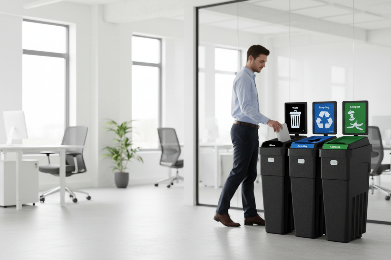 Lifestyle banner with recycling bins