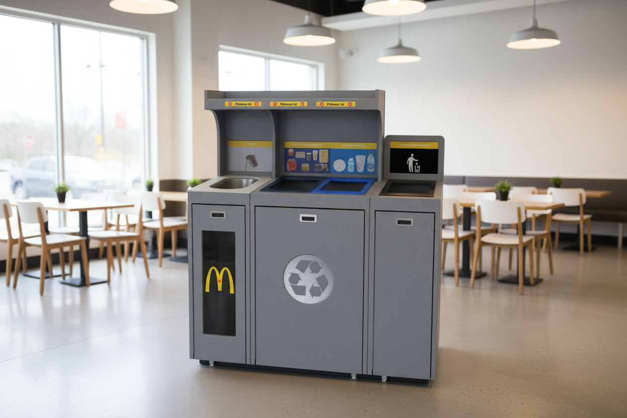 McDonald's waste sorting station in dining area
