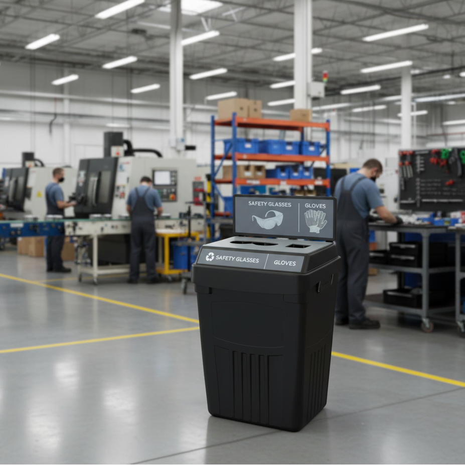Safety bin in manufacturing setting