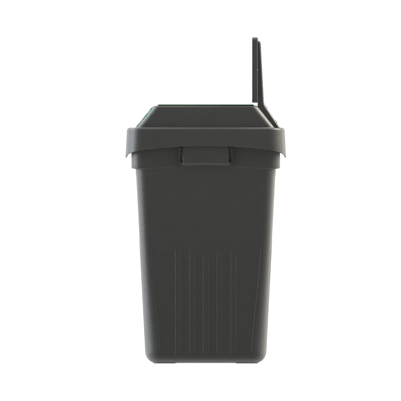 Flex E 3-stream waste, recycling, and compost bin in grey, 50-gallon indoor container, with backboard